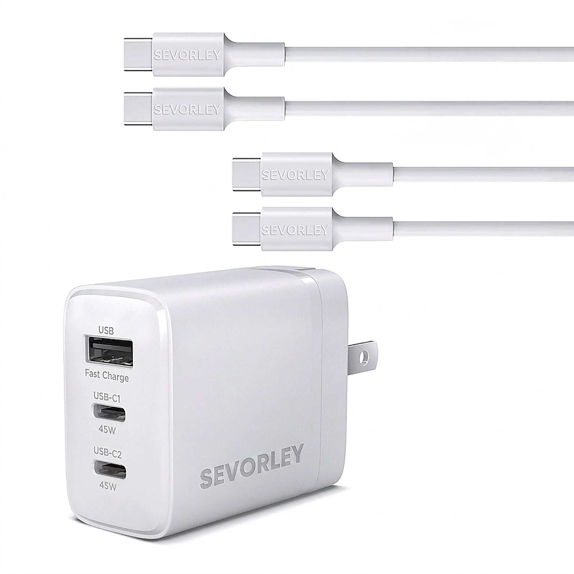 Doba HyperGear 45W USB-C PD PPS Tri-Port GaN Fast Wall Charger White