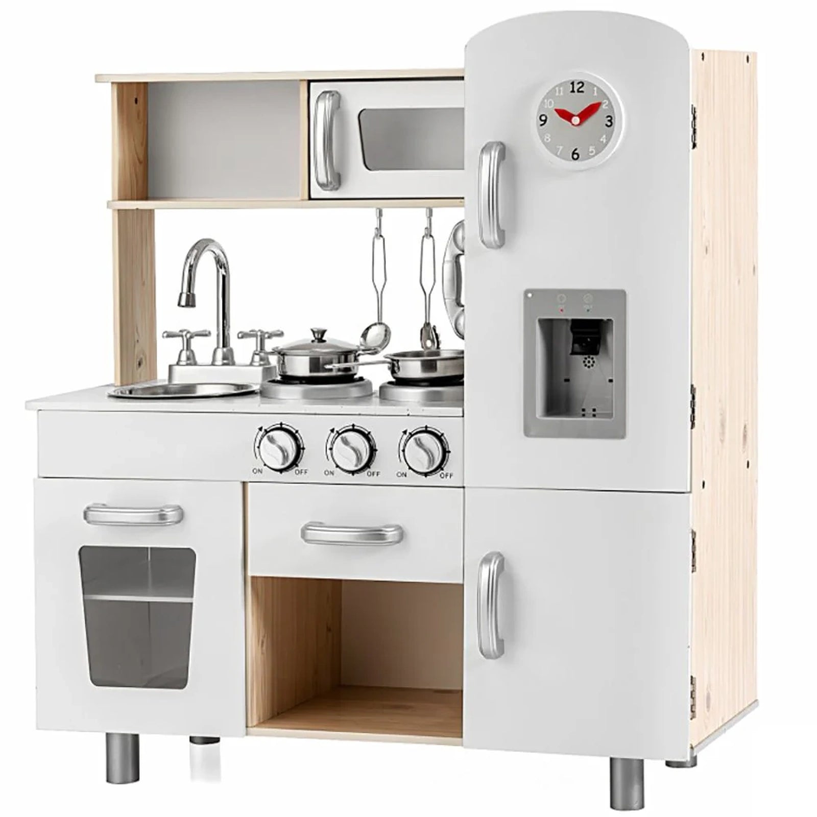 Doba Vintage Play Kitchen Pretend Kids Cooking Playset Toys with Water Dispense