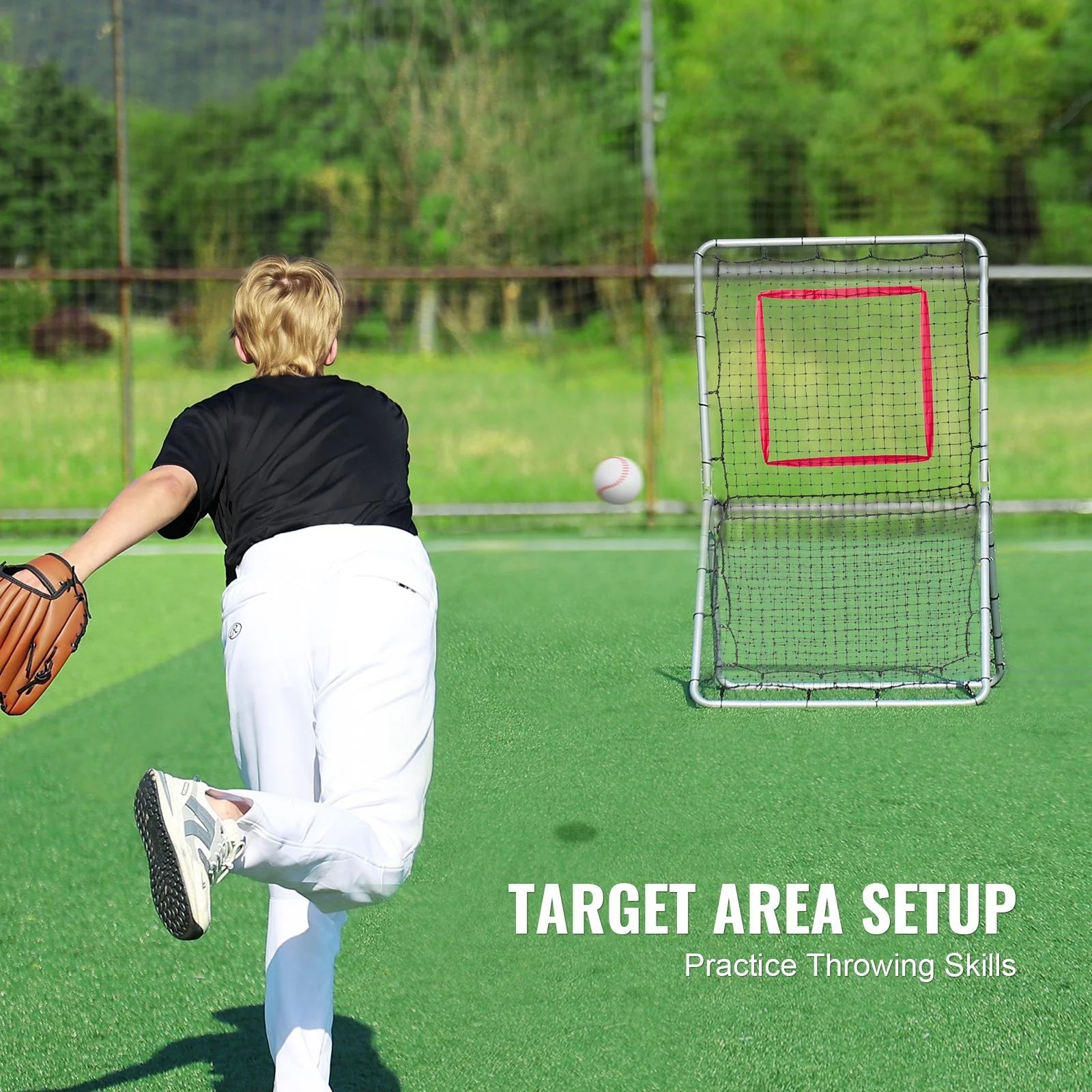 Doba Baseball And Softball Rebounder Net, 3.5 x 6 ft PitchBack Baseball Pitching Nest, Softball Pitchback Net, Fielding Trainer, Bounce Back Net for Fielding/Throwing Practice, 5 Adjustable Angles Adjustable Angle 3.5 x 6 ft