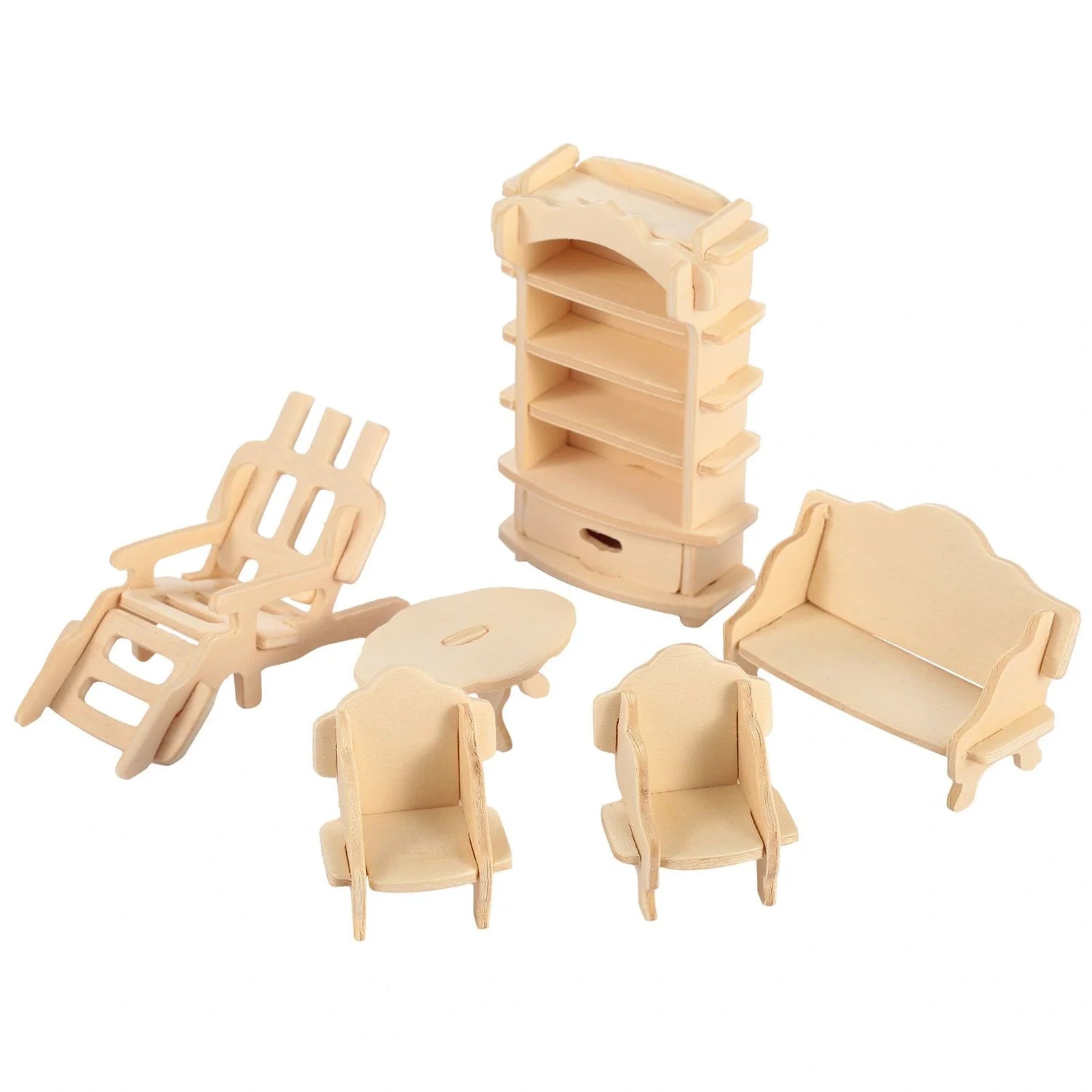 Doba 3D Wooden Dollhouse Furniture Puzzles DIY Miniature Furniture Models Set