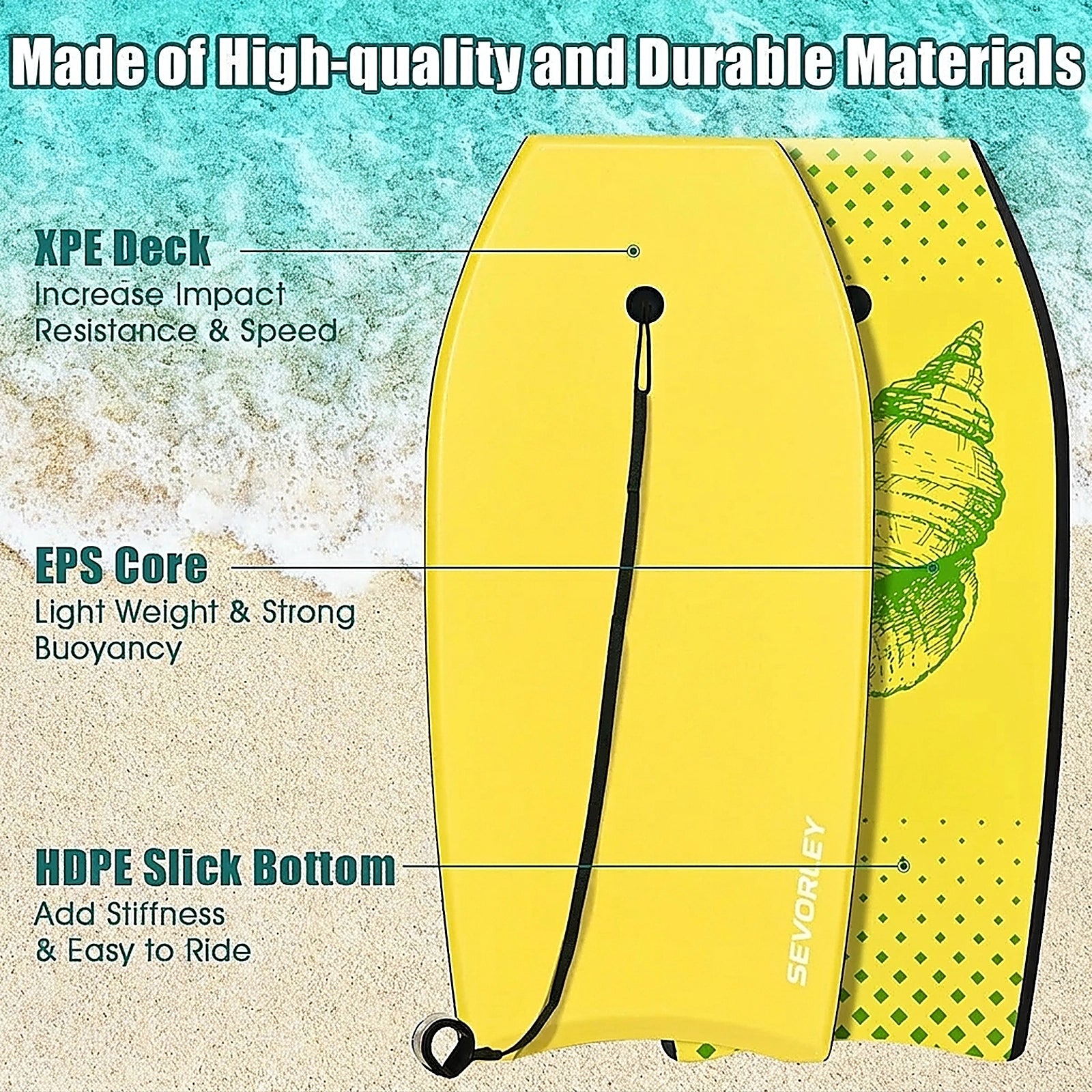 SEVORLEY Compact and Lightweight Bodyboard for Effortless Surfing
