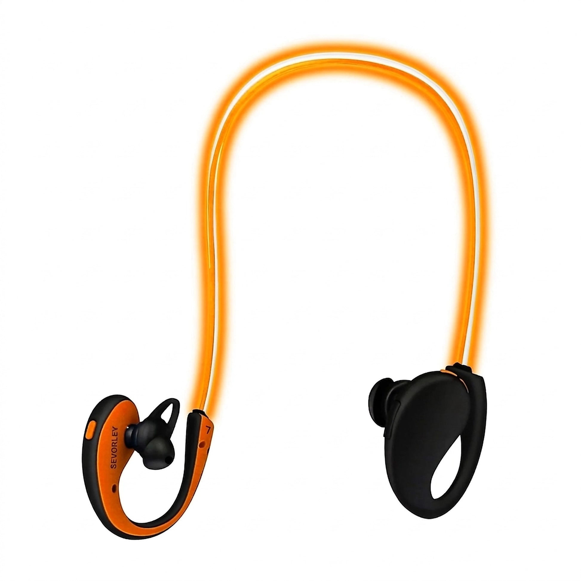 Doba Wireless Neckband Earphones V4.1 HD Stereo Sweat-proof Headphones with LED Light Mic - 8Hrs Work, Running - 1 Pack One size Orange