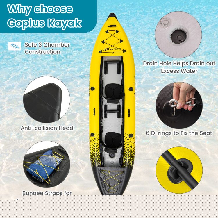 Doba Inflatable 2-person Kayak Set with Aluminium Oars and Repair Kit