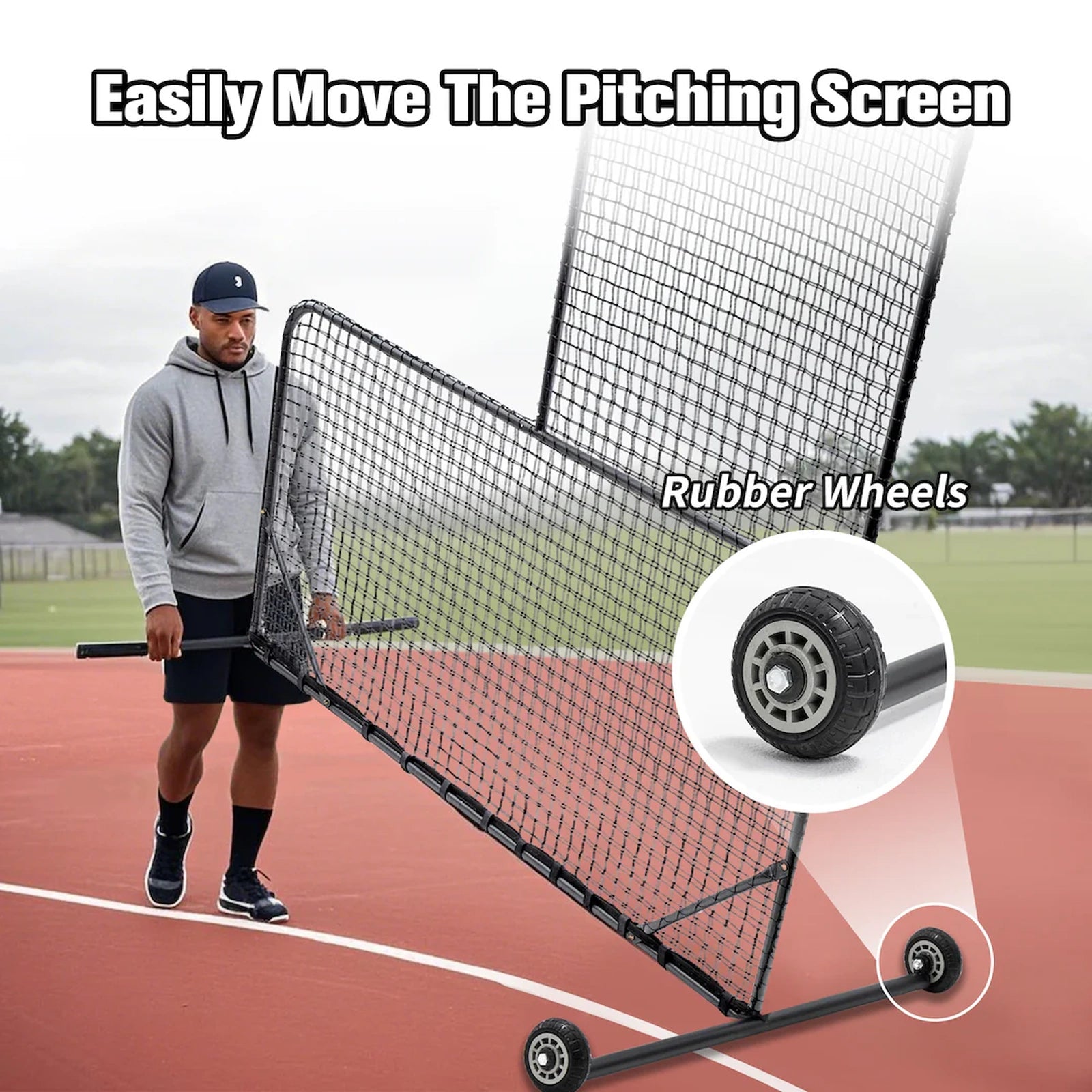 SEVORLEY Heavy-Duty L-Screen Baseball Pitching Net – 7ft x 7ft Portable Training Screen with Wheels, Quick Assembly, Carry Bag for Youth Leagues, Backyard & Professional Practice