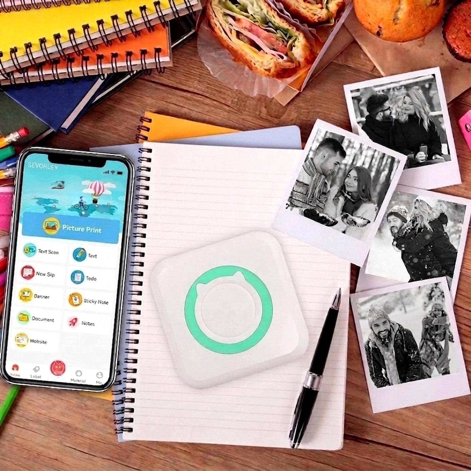 Doba Pocket Wireless Thermal Printer Portable Mini Sticker Maker Machine Rechargeable Inkless Photo Printer for Printing Label Journal Study Notes Memo Photos