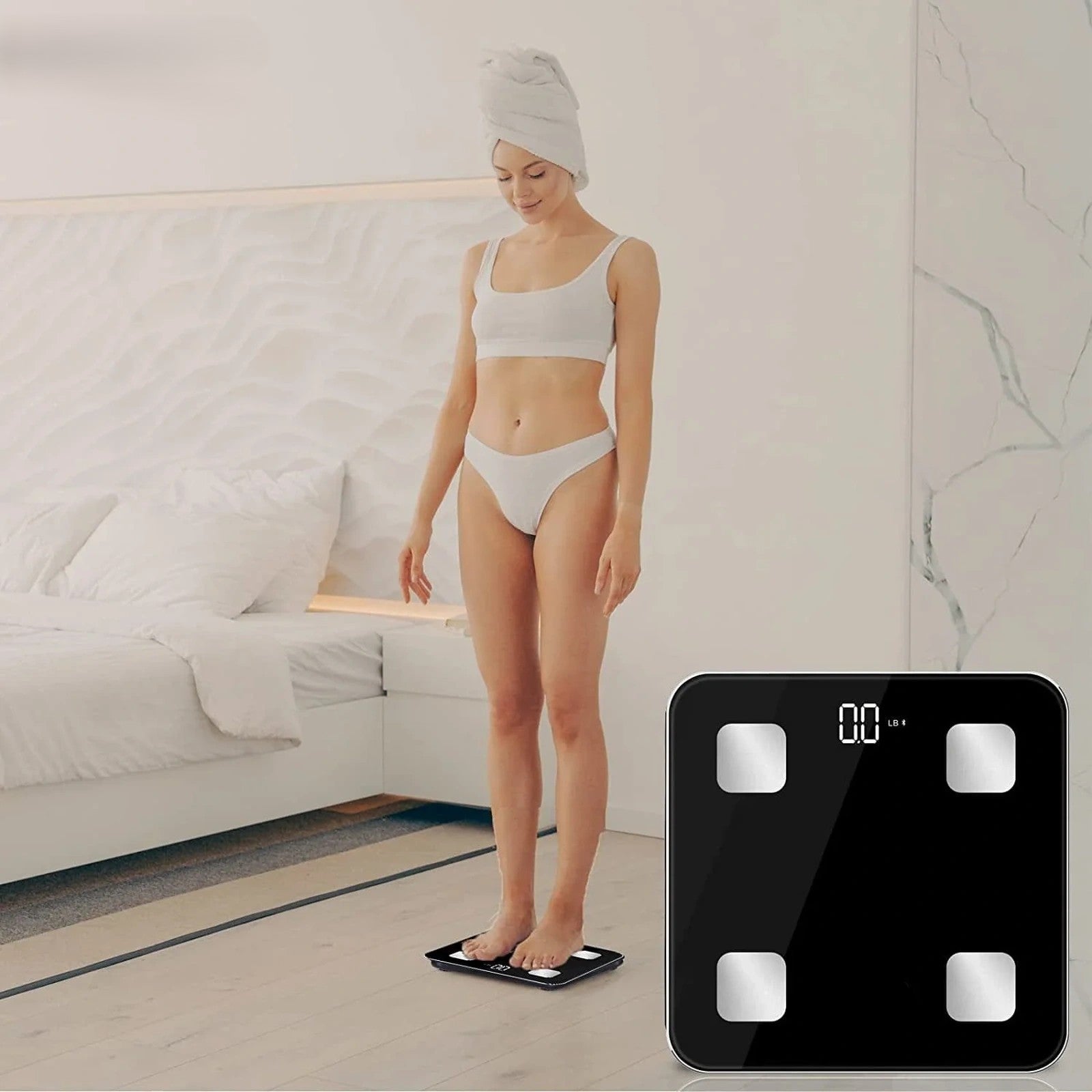 Doba Smart Bluetooth Digital Battery Powered Bathroom Scale, Body Weight BMI Weighing 397 lbs with Fit+ Personal Coach App, FSA and HSA Eligible, Black