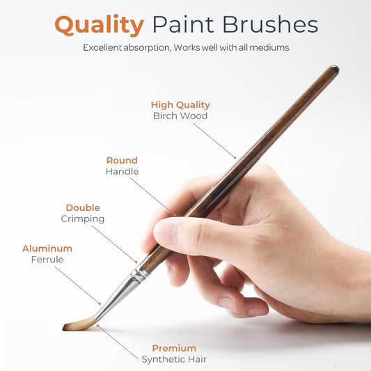 Doba 30pcs Paint Brush Set, Professional Paintbrushes with Paint Spatula and Cloth Roll, Craft Paint Brushes for Acrylic Painting, Oil, Watercolor, Gouache, Art Supplies for Artists and Beginners