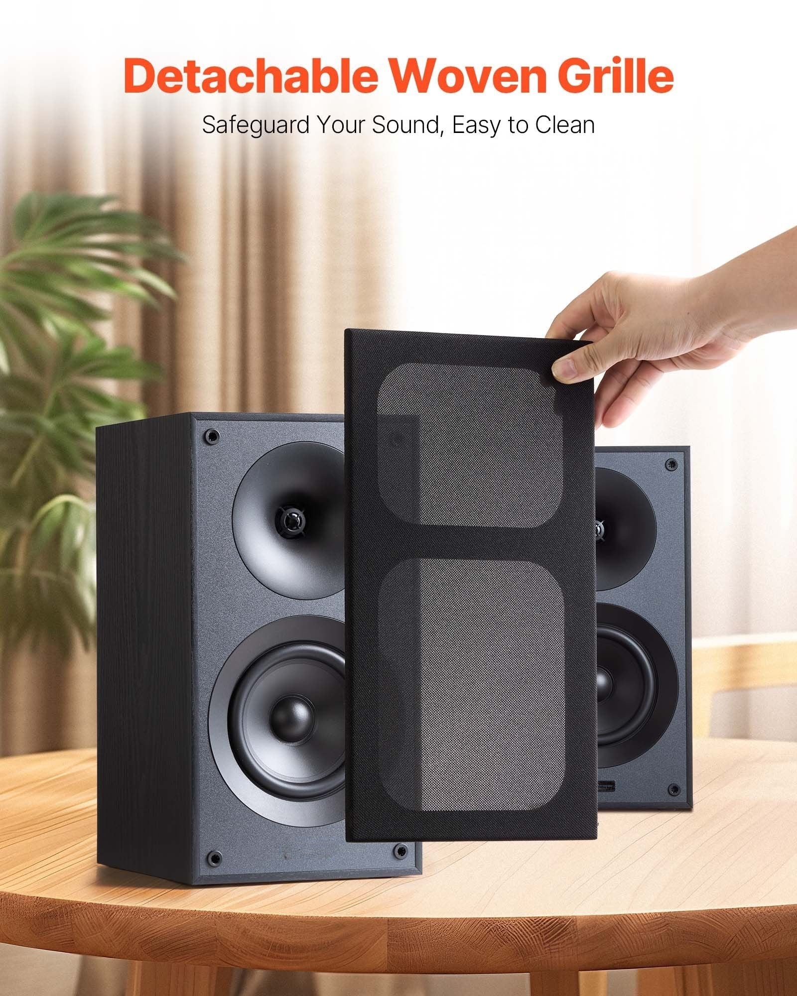 Doba Passive Bookshelf Speaker, 300W, Book Shelf Stereo Speakers with 5.25-Inch Woofer and 1-Inch Tweeter, Detachable Grille, 65Hz-20KHz Frequency Response, Wooden Enclosure (1 Pair)