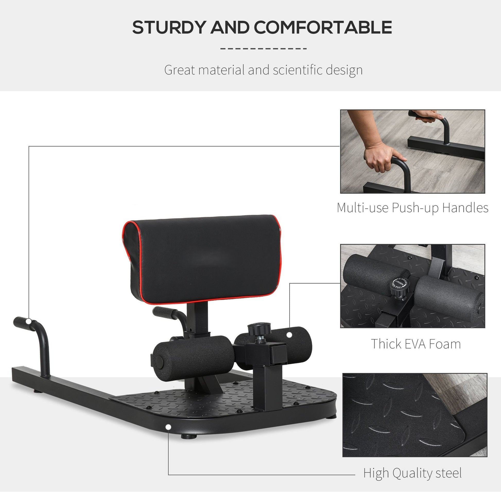 Doba 3 in 1 Padded Push Up Sit Up Squat Machine, Home Gym Fitness Equipment, Black